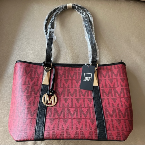 New 4pc MKF COLLECTION MODERN TOTE HANDBAG SET Marimar M Signature Mia K Red/Bl - Picture 3 of 15